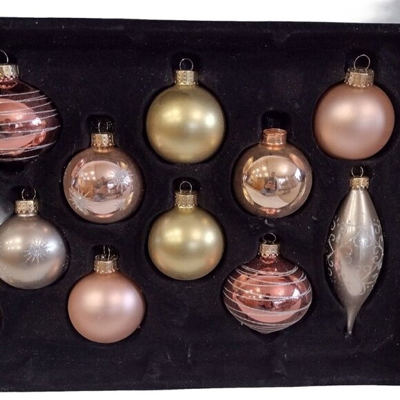 Jo-Ann Holiday 24 Piece Set Rose Gold Glass Bulbs Christmas Ornaments Sparkly - Picture 2 of 6